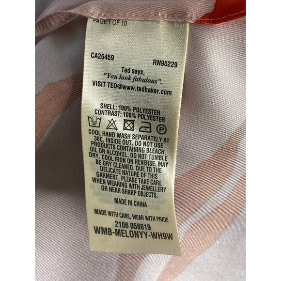 Ted Baker Womens Fantasia Wrap Top Peach Floral Half Sleeve Trimmed 3 / US M New - Picture 5 of 9